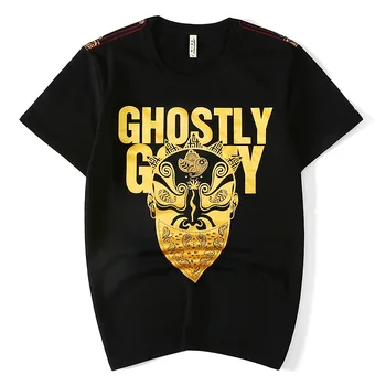 

Exquisite bronzing printing streetwear short-sleeved funny t shirts Summer 2019 New quality pure cotton luxury t shirt men M-4XL