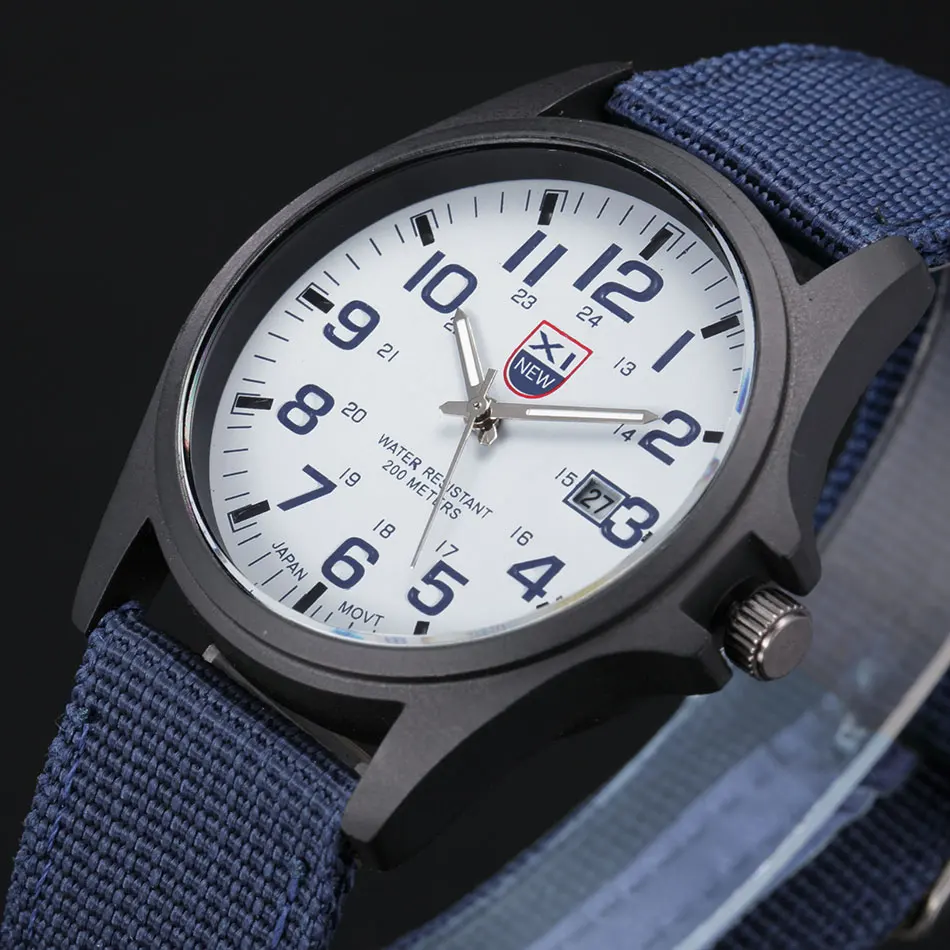 Новое поступление, известный бренд XINEW, кварцевые часы для мужчин, армейский зеленый нейлоновый ремешок, повседневные наручные часы, Relogio Masculino Marca