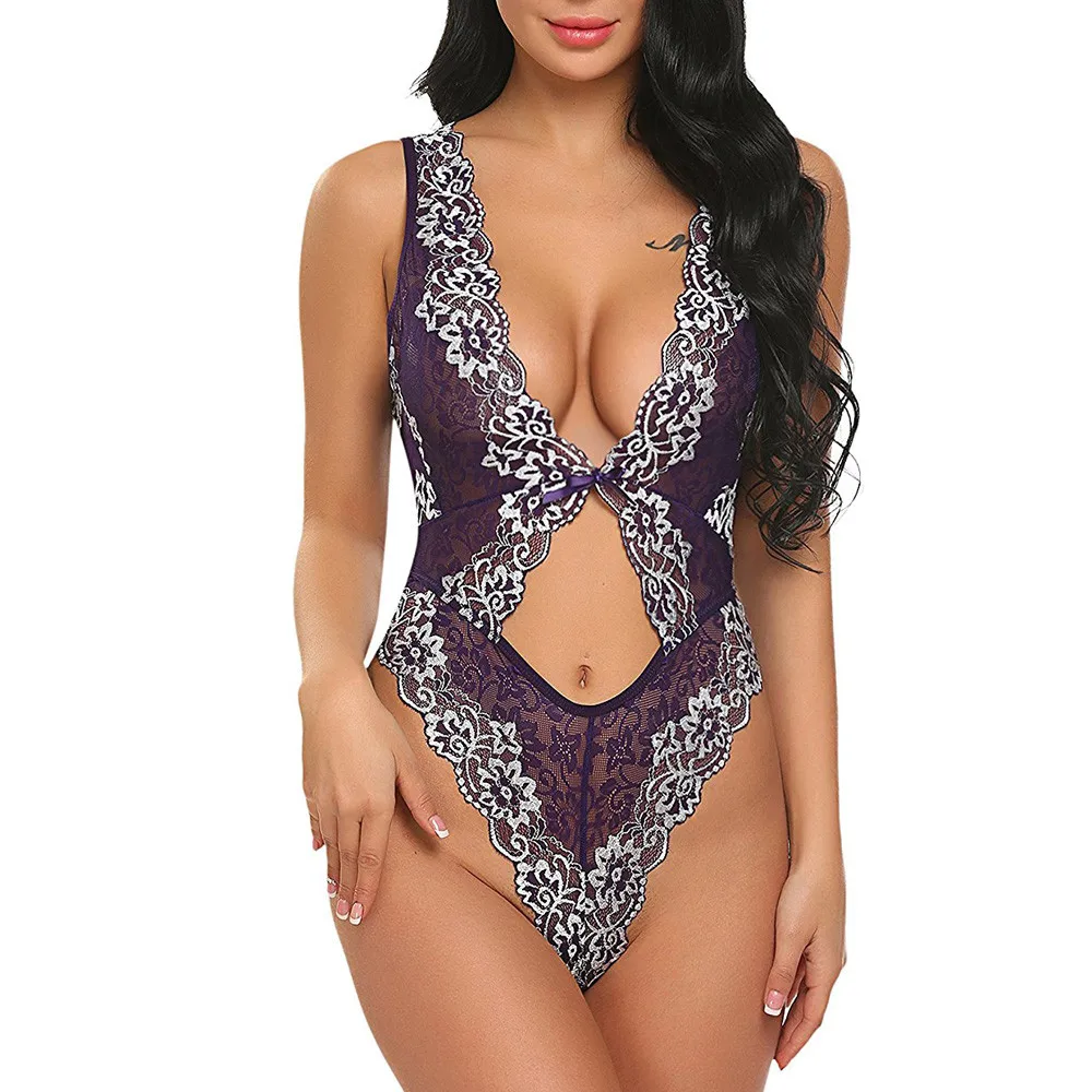 

New Fashion Lingerie Teddies Sexy Ladies Clothing Women Sexy Lingerie Lace Underwear Nightwear Sleepwear Siamese Bodysuit Y10