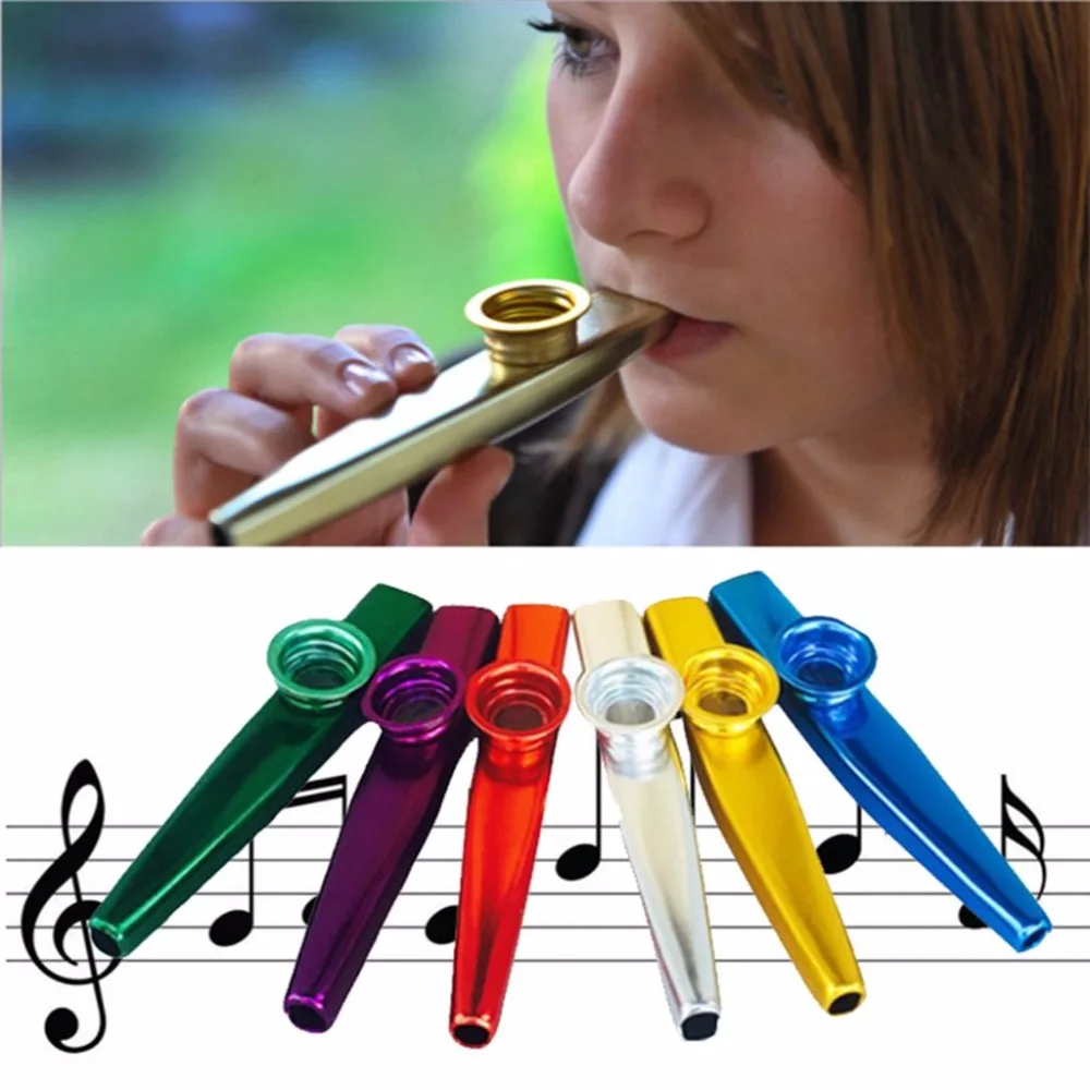 Random Color Sturdy Durable Metal Card Flute Musical Instrument Kazoo