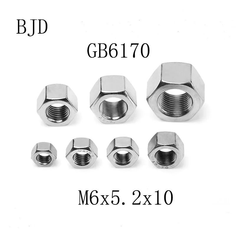 50 шт. M6x5.2x10 6 мм гайка винт GB6170 4 8 Класс нержавеющей стали Метрическая резьба