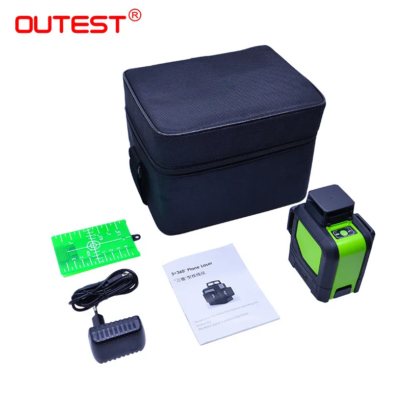OUTEST Green Laser Level Self-Leveling 360 Horizontal Vertical Laser Beam 2/5/8/12 lines Laser Level 3D 360