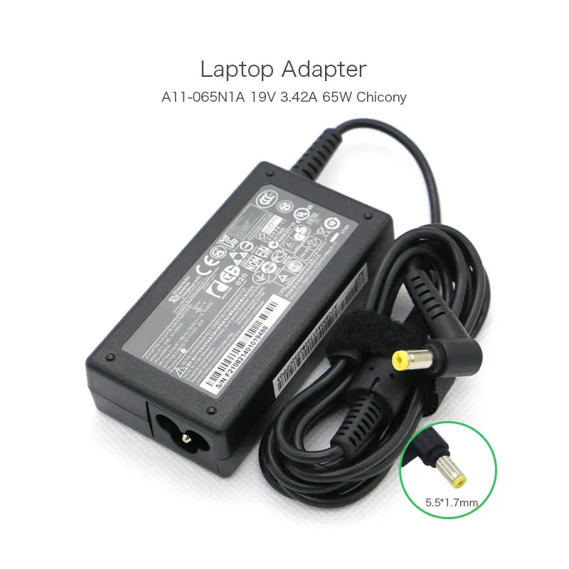 19V 3.42A 65W 5,5*1,7mm Chicony адаптер переменного тока для ACER Gateway MS2285 MS2274 NV78 CPA09-A065N1 A065R035L A11-065N1A зарядное устройство для ноутбука