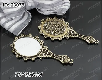 

6pcs Ancient Bronze Silver Mirror Wholesale Accessory Diy Metal Alloy Pendants Antique Vintage Home Jewellery Scrapbook Gift Diy