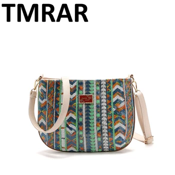 

Common trendy women shoulder bag canvas national style gypsy lady lovers bags sequined bling bling lady handbags M1897