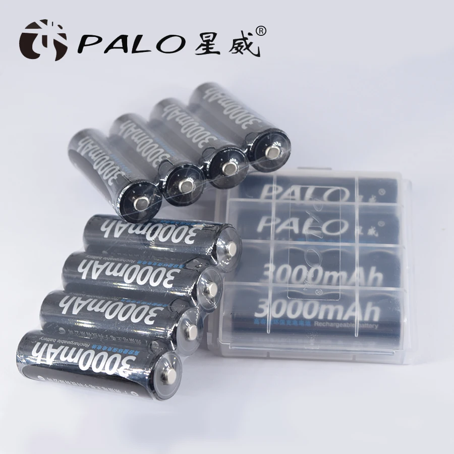 PALO 8 шт. аккумулятор 1,2 V AA аккумулятор 3000mah 2A батареи Ni-MH аккумулятор для фонарика микрофона камеры игрушки