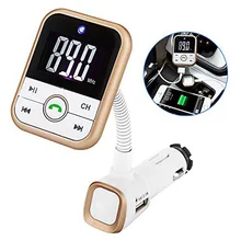 Bluetooth FM Transmitter, Wireless In-Car FM Transmitter Radio Adapter Car Kit With USB Car Charger AUX Input 1.5 Inch Display