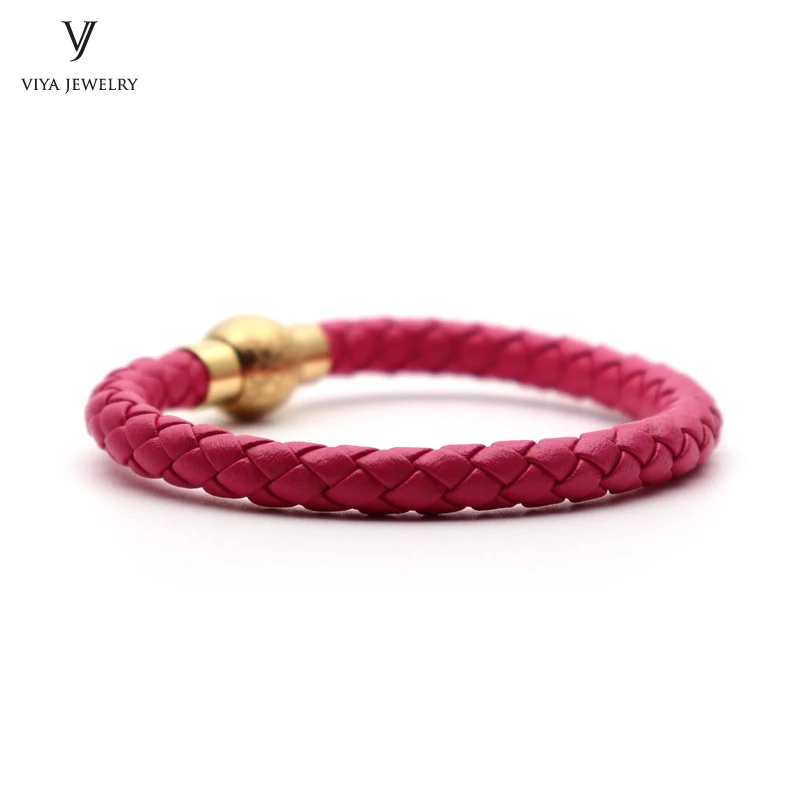 Colorful Braided leather bracelet With Magnet Lock Hardware Magnetic Closure Women Leather Bracelet Best Friendship Gift Has Box(11)