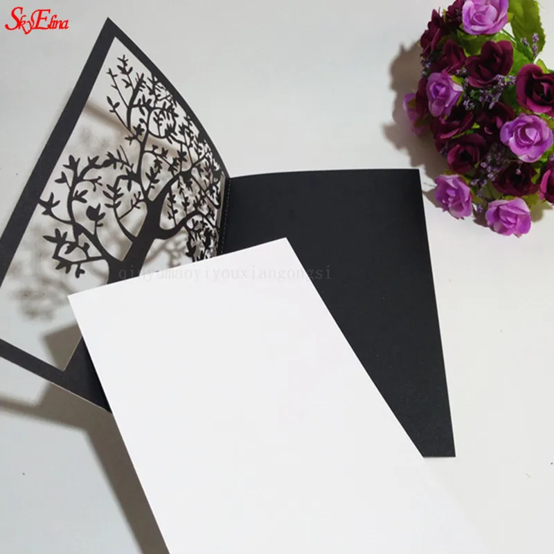 10pcslot Hot Sale Chic Tree Design Laser Cut Wedding Invitation Card Wedding Party Decoration Paper Craft Greeting Card 6ZSH196 (15)