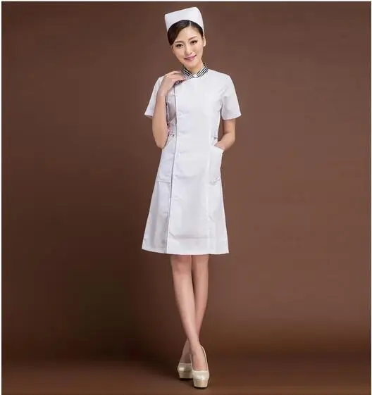 Summer Stand Collar White Medical Lab Coat Clothing Hospital Nurse