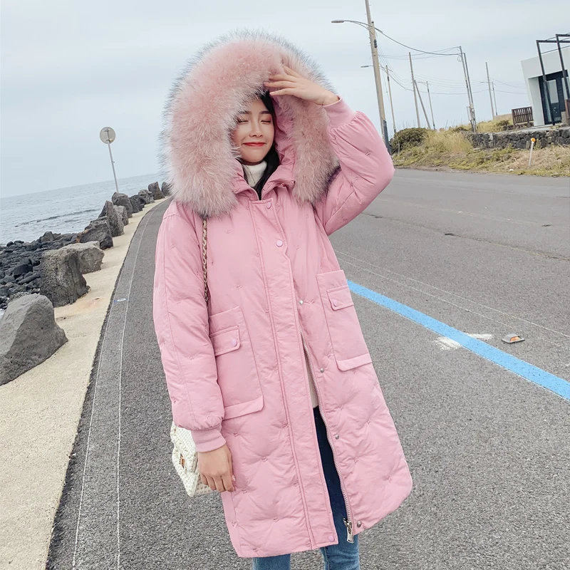 

2019 New women winter jacket embroidery thick sonw wear outerwear coat with hooded fur collar Parka Female Down Cotton Clothing