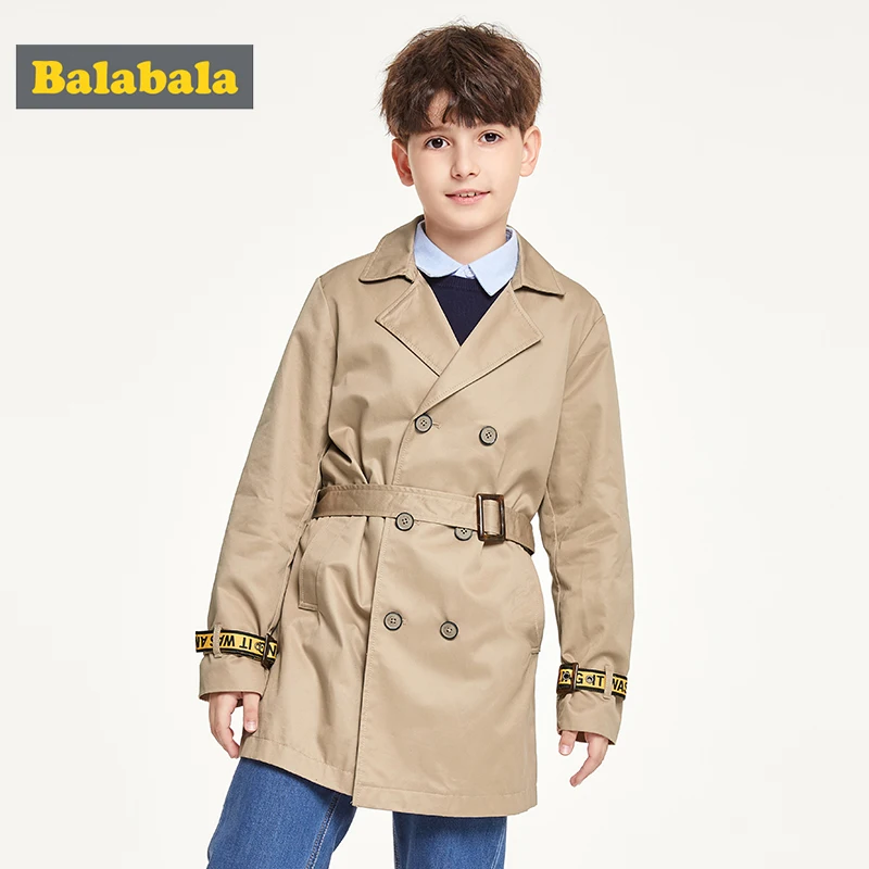 Balabala Children clothing jacket boy autumn new style big boys trench coat windbreaker long section Korean version