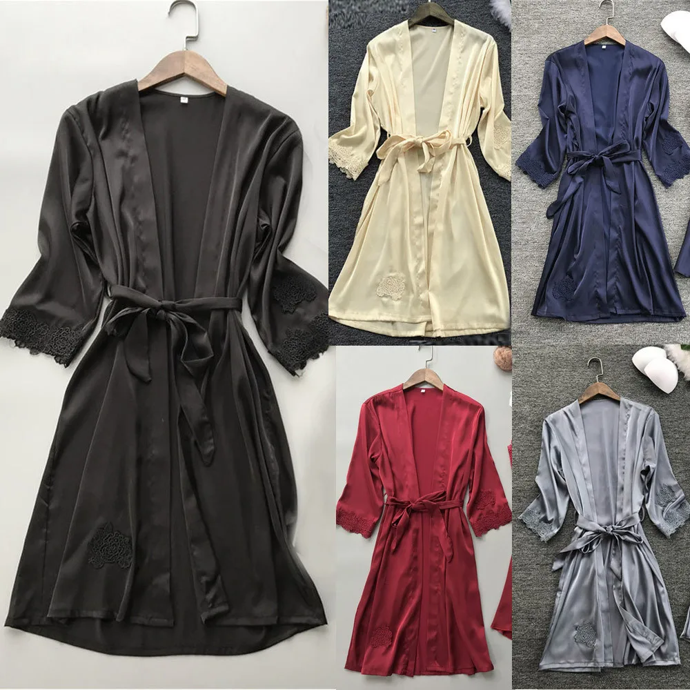 2019 сексуальное женское белье для женщин шелк кружево халат платье Babydoll ночная рубашка пижамы кимоно ночнушки, ночное белье, пижамы