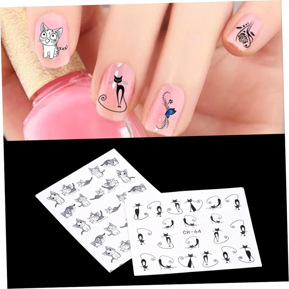 

6 Color Water Transfer Cat Nail Sticker Sheet Water Transfers Sticker Decals DIY Decoration Nail Art Accessories
