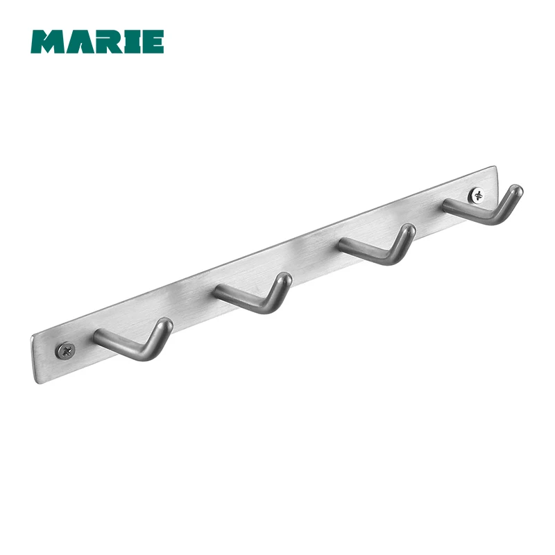 STAINLESS STEEL 3/4/5/6 Hook Rack Bath Towel Hook Bathroom Kitchen Towel Hanger