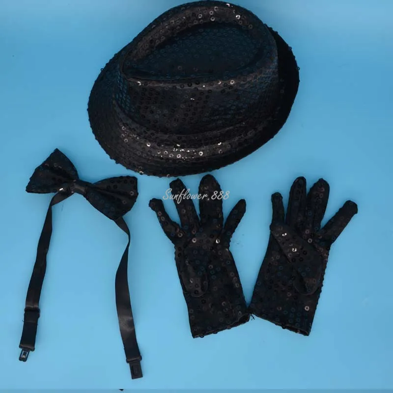 

Sequins Bow Tie Jazz Hat Cap Gloves Kids Children Dance Performance Wear Party Hats Fancy Dress Decor Christmas Halloween