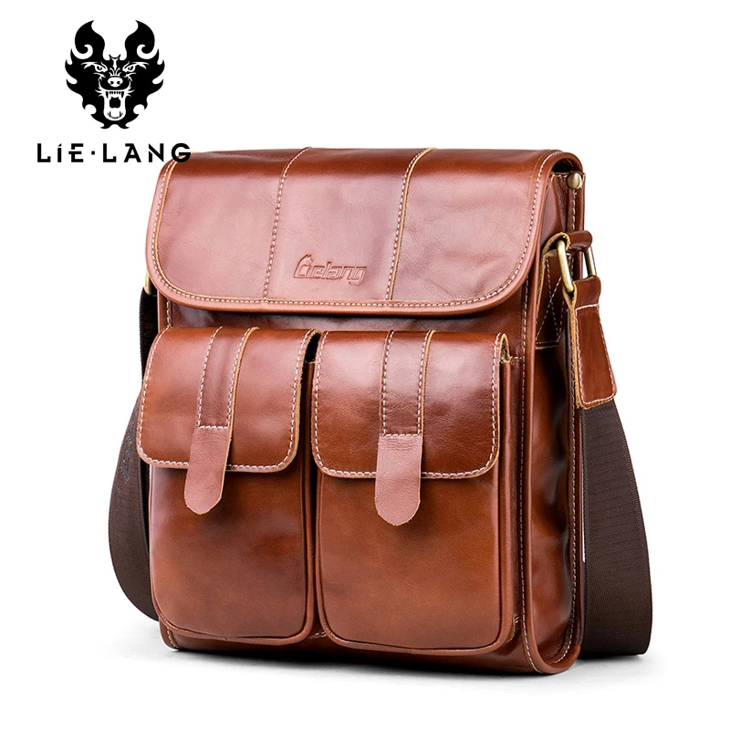 

LIELANG New Arrival Men's Shoulder Bag Satchel Genuine Leather Messenger Bags For Men Vintage Cowhide Crossbody Bag Business