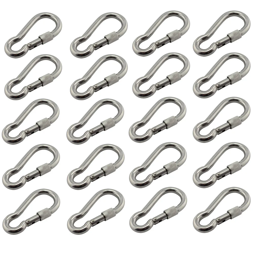 Stainless Nut Bolted Snap Hook Carabiner SUS304/316 Stainless Steel 4*40mm DIN5299C Spring Snap Hooks with Safety Nut 20pcs 1pc 100pcs din9250 sus304 stainless steel alloy steel disc spring washers with double faced printing m2 5 m3 m4 m5 m6 m8 m36