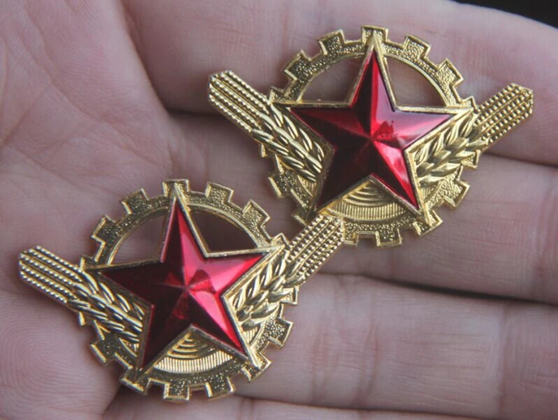 

2 Pcs/Pair Russia Star Medal Soviet Union Civilian Officers Army Badge Emblem Lapel Pin Red Army Medals
