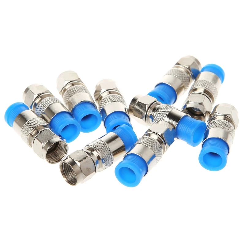 

10Pcs RG6 RG59 F Compression Connectors Coaxial Coax Cable Fitting Tools O-Ring
