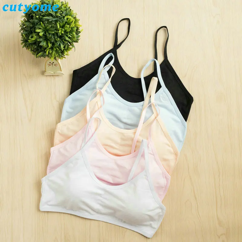 5pcs lot Childrens Teenage Girl Puberty Underwear Cotton Sport Training Bras Kids Student Girls Puberty Teens Young Small Bra