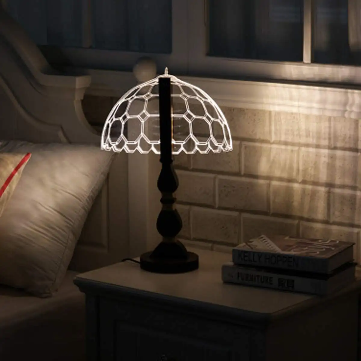 

3D LED Acrylic Umbrella USB Adjustable Light Brightness Night Lamp Warm Light
