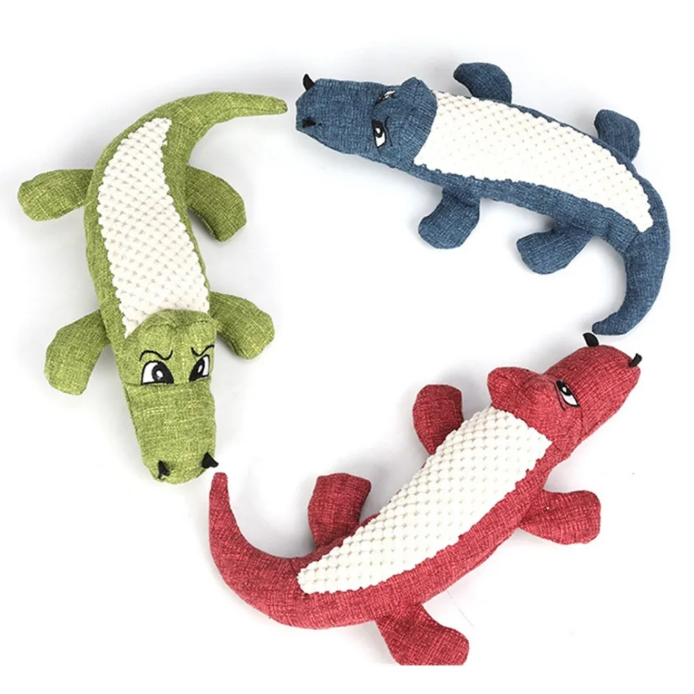 

Dog Chew Toys Pet Puppy Chew Plush Cartoon Animals Squirrel Fleece Bite Toy Crocodile Shaped Squeak Toys