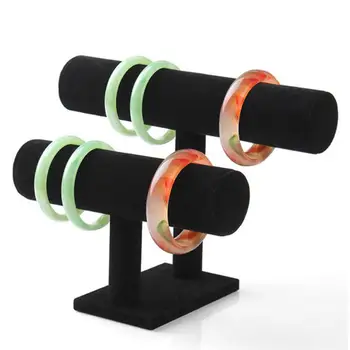 

Fashion Modern Lady Black Velvet T-Bar Jewelry Rack Bracelet Necklace Stand Organizer Holder Display drop shipping Q10 30+