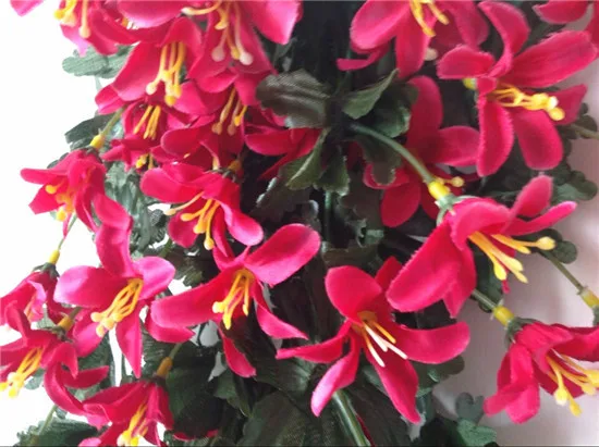 Искусственный Цветок Маленькая Лилия цветок лоза Настенный Цветок Глициния погремушки для дома вечерние свадебные украшения - Цвет: hot pink