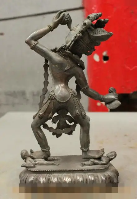

S0821 10" Folk Chinese Tibetan Buddhism Pure Bronze Technics Vajravarahi Dakini Statue