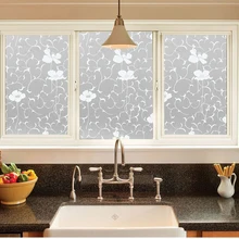 Без клея статическая стеклянная пленка матовая матовый, непрозрачный ванная комната Гостиная Континентальный узор Наклейка на стекло, окно