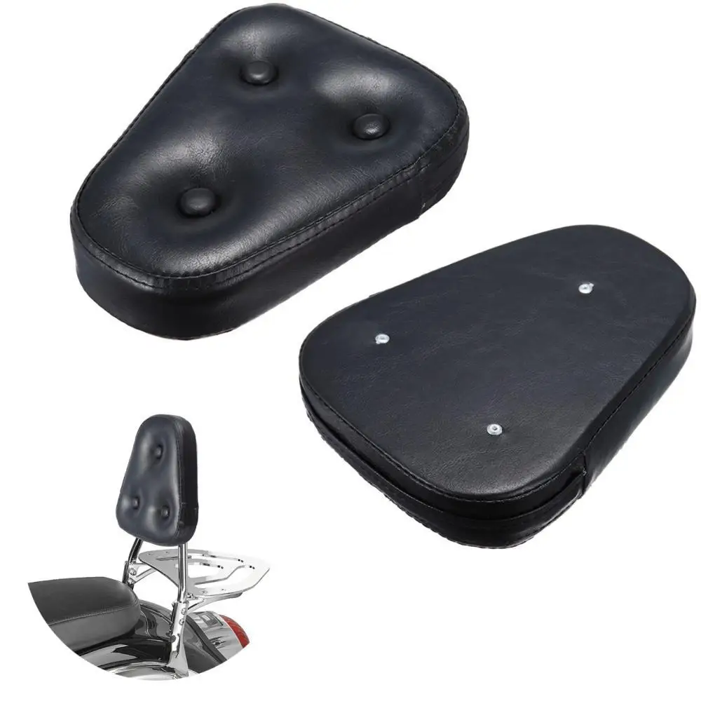 Black Synthetic Leather Triangle Backrest Pad Sissy Bar Cushion With 3