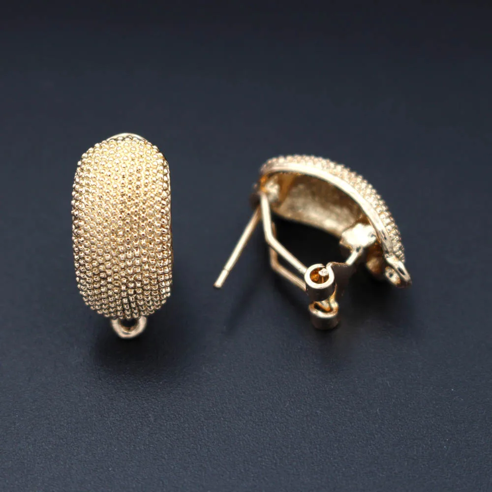 

African Earrings Post Loop Connectors Nigerian Chile Dubai Gold tone Women Wedding Ear Clip Clasps Earring Findings DIY Making
