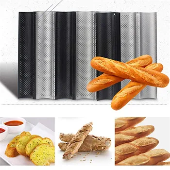 

Non-Stick 100% Food Grade Carbon Steel 4 Groove 3 Groove 2 Groove Wave French Bread Baking Tray For Baguette Bake Mold Pan