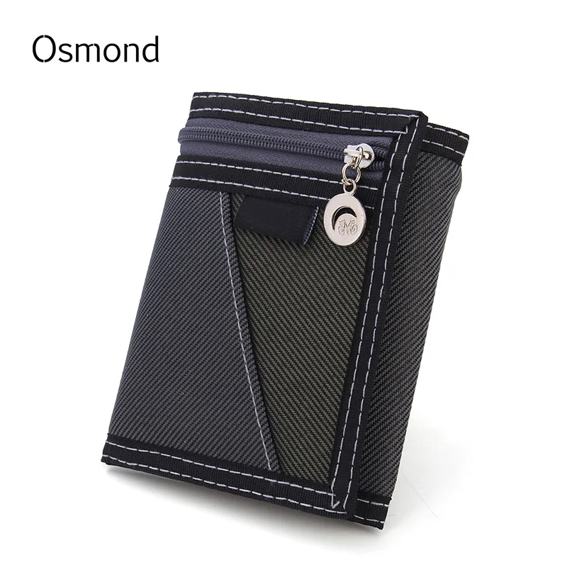 

Osmond Patchwork Design Triangle Wallet Canvas Coin Purse 3 Fold Wallets Mens Short Purses Casual Dollar Pouch Male Card Holders