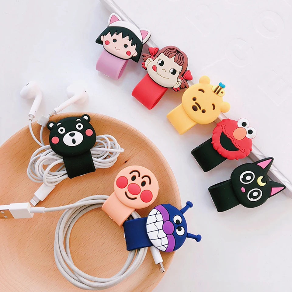 

Cartoon Cable Organizer Bobbin Winder Protector Wire Cord Management Marker Holder socket Cover For Earphone iPhone Sansung USB