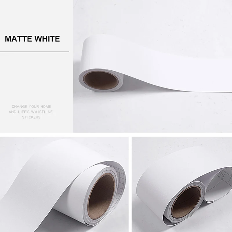 0,1x5 м плинтус, для стен Стикеры ПВХ Самоклеящиеся обои Водонепроницаемый Керамика плитка талии Гостиная двери Стикеры s обои - Цвет: Matte white