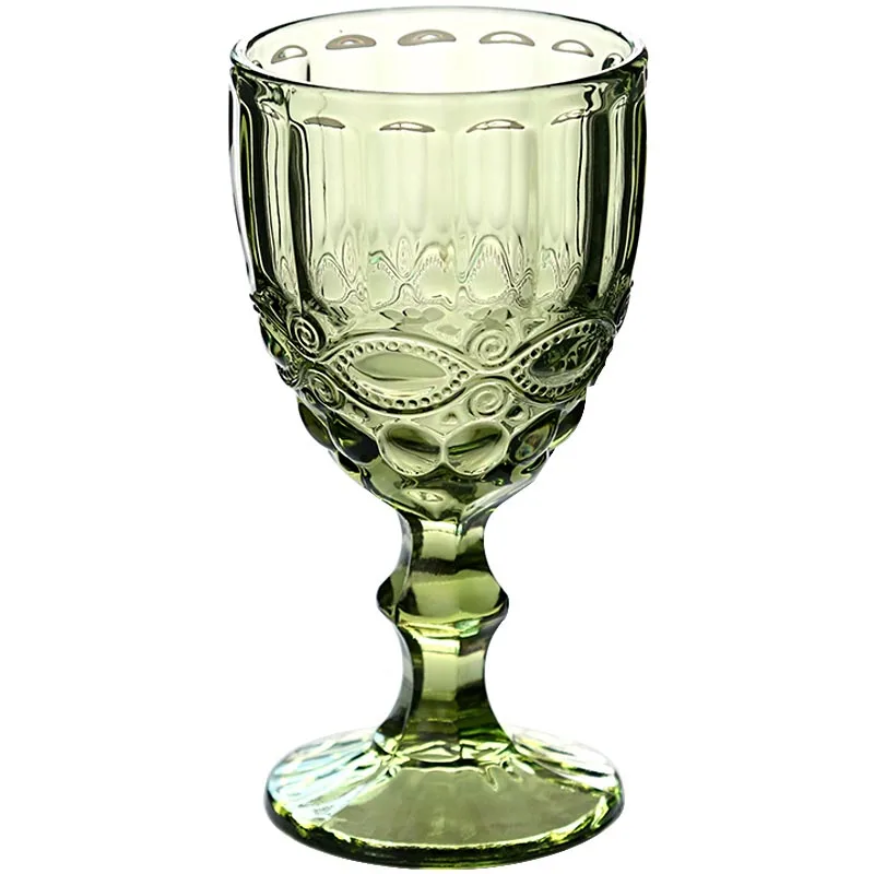 Vintage embossed red wine glass glass goblet creative wine glass home juice cup drinking cup large 2 - Color: I