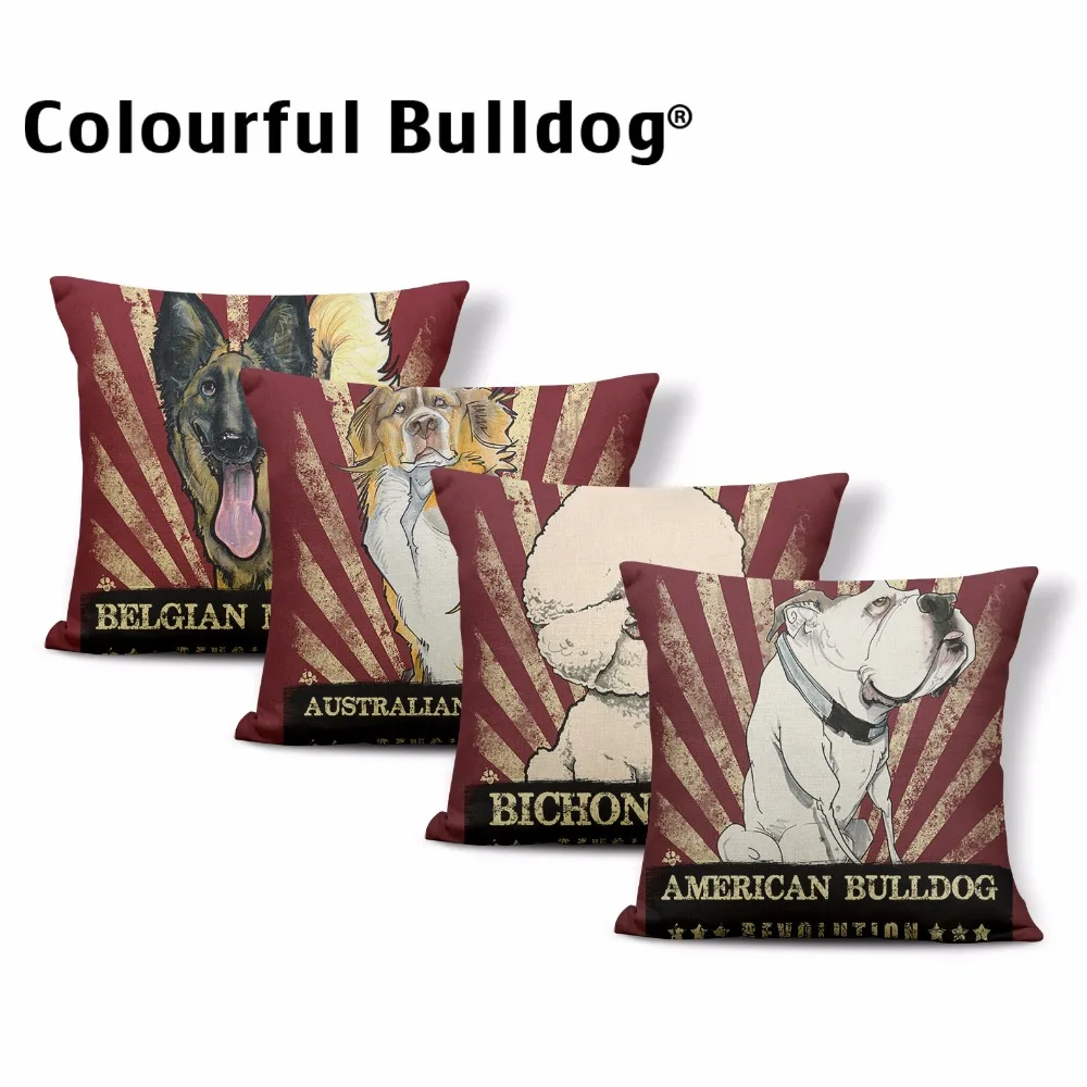 

DLovely Chihuhua Akita Cushion Cover American Bulldog Australian Shepherd Throw Pillowcase Belgian Malinois Polyster Cotton Blen