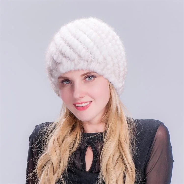 Daylight color Новые женские шапки из натурального меха норки, кожаные наушники, сохраняющие тепло, зимние милые помпоны, шапка, женские шапочки Кепка «ананас» - Цвет: Daylight color