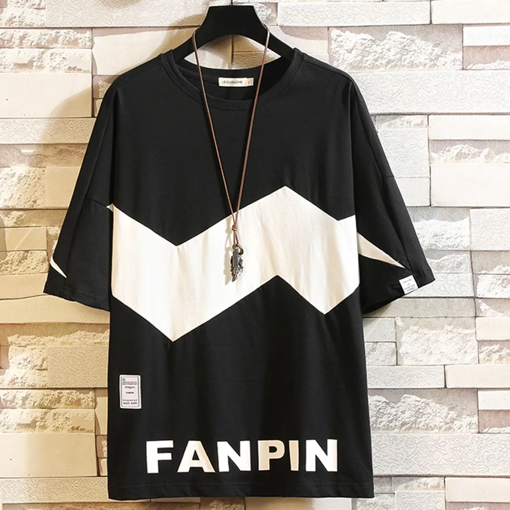 

Men's Summer New Style Splicing Fiveminute Blouse Short Sleeve Men's Fashion Crash Blouse Top L0506