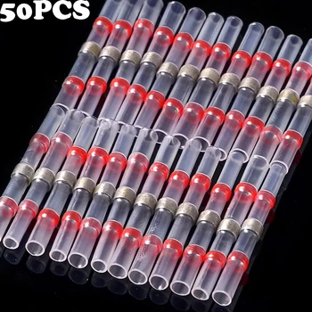

50PCS Electrical Wire Soldered Terminals Heat Shrink Soldering Sleeve Terminals Insulated Waterproof Butt Wire Connectors