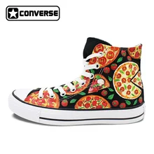 Converse Оригинал ручная роспись пиццы ОБУВЬ парусиновые кроссовки на плоской подошве женщины Скейтбординг обувь фирменный дизайн All Star