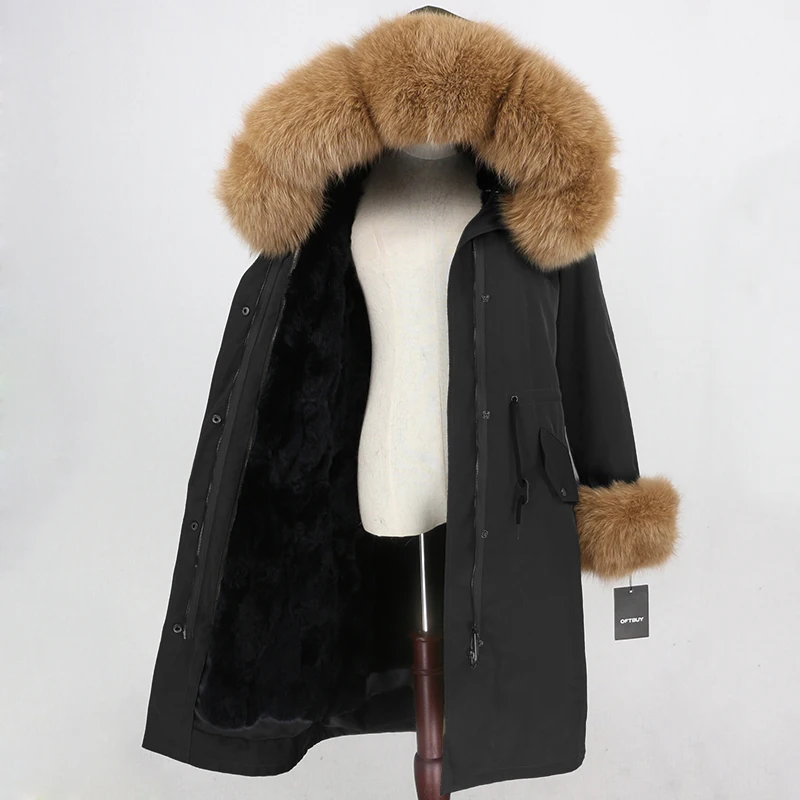 OFTBUY X-long Parka водонепроницаемое пальто натуральный мех зимняя куртка женская натуральный Лисий мех воротник капюшон манжеты подкладка из натурального кроличьего меха Повседневная