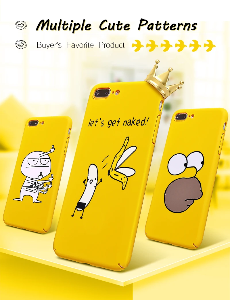 Hisomone Funny Cartoon Phone Case For iPhone 6 6S Plus Case Cute Patterned Back Cover For iPhone 8 7 Plus X Cases Yellow Capa
