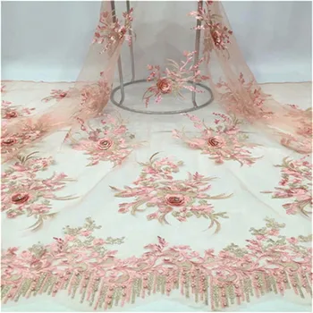

Newest African Tulle Lace Fabrics With Stones Embroidery Net Lace African French Lace High Quality With stones Beads Wedding