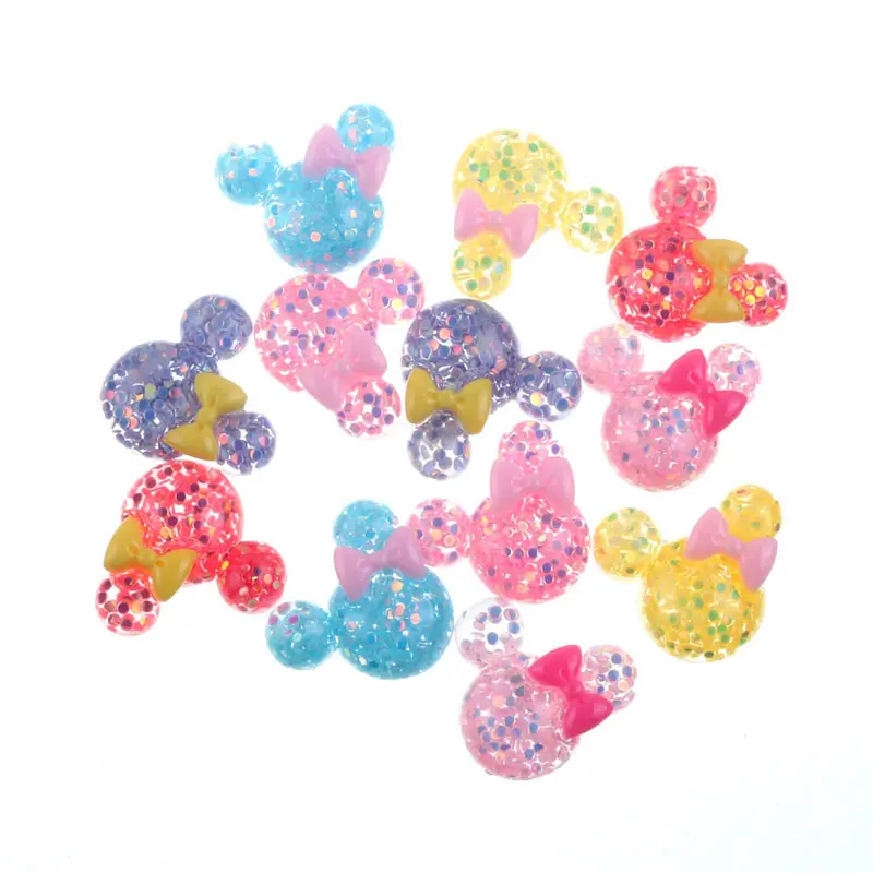 

50pcs Clear Colorful Resin Mouse With Tie Decoration Crafts Flatback Cabochon Embellishments For Scrapbooking Diy Accessories