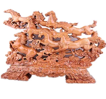 

Home Craft aishan peach wood margin Pavilion bajunma screen wood ornaments crafts jewelry decoration gift Home Furnishing Statue