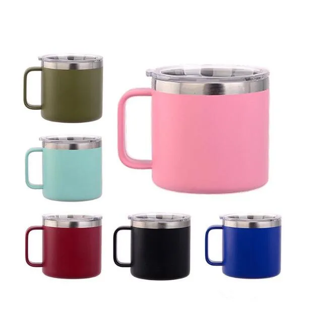 10pcs 14oz Kids Milk Cup Stainless Steel Cup With Lid Double Wall Vacuum Insulated Mugs Metal