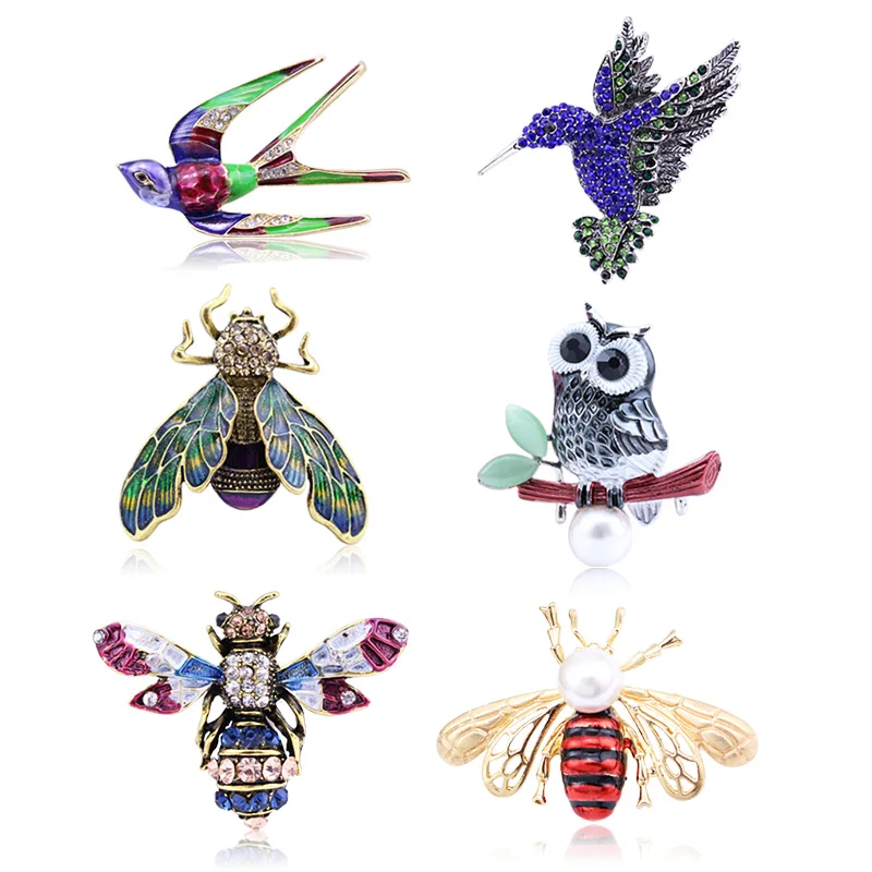 

New Wedding Bridal Bouquet Bird Brooch Pin Women Rhinestone Crystal Swallow Bee Owl Animal Custome Jewelry, Item NO.: BRH1096